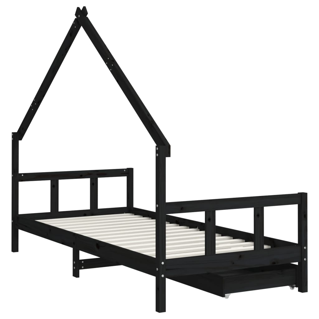 Kinderbedframe met lades 70x140 cm massief grenenhout