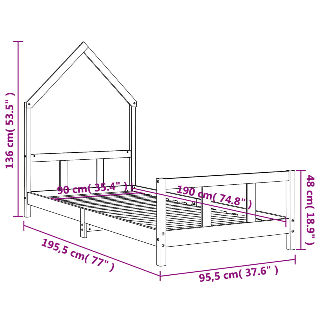 Kinderbedframe 80x160 cm massief grenenhout