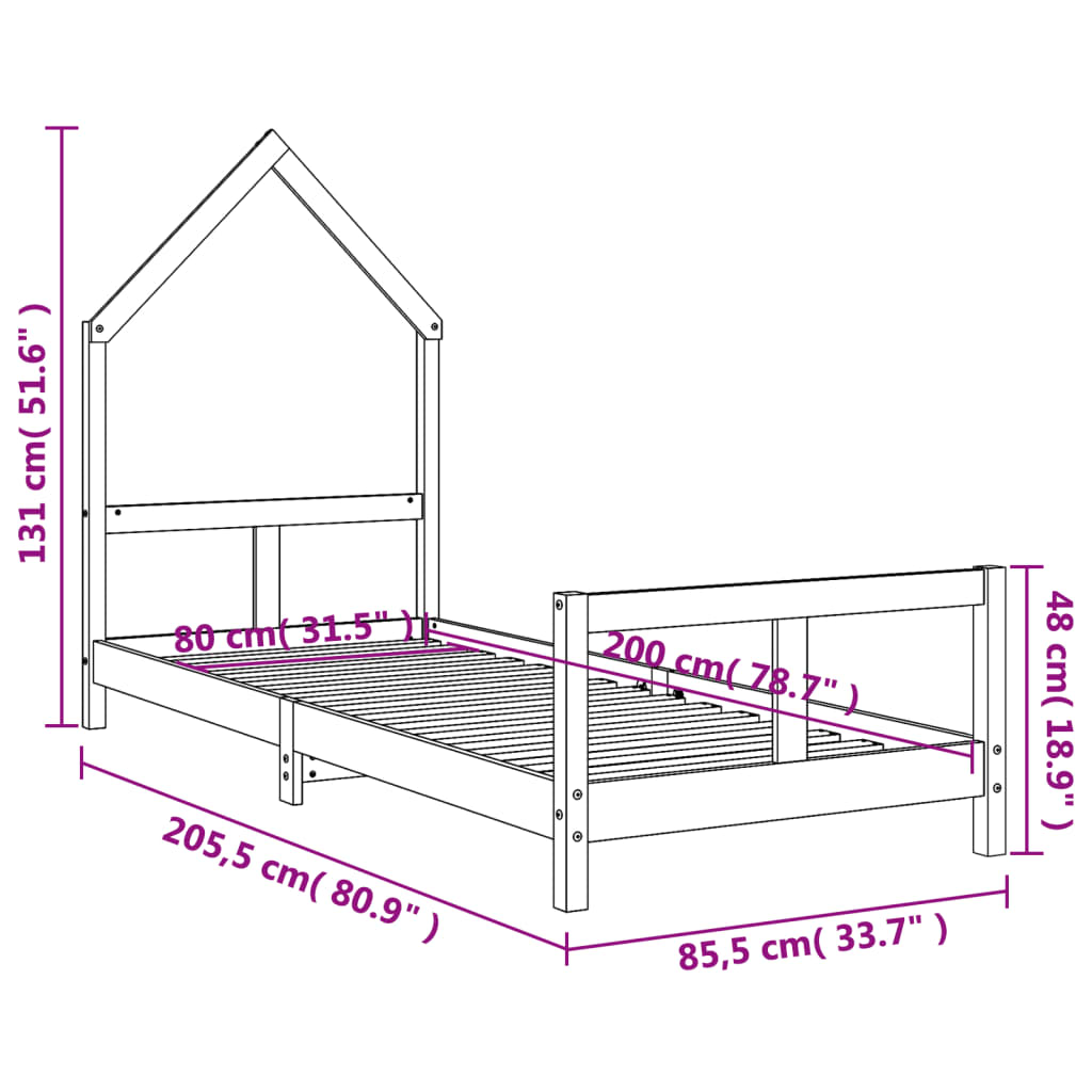 Kinderbedframe 80x160 cm massief grenenhout