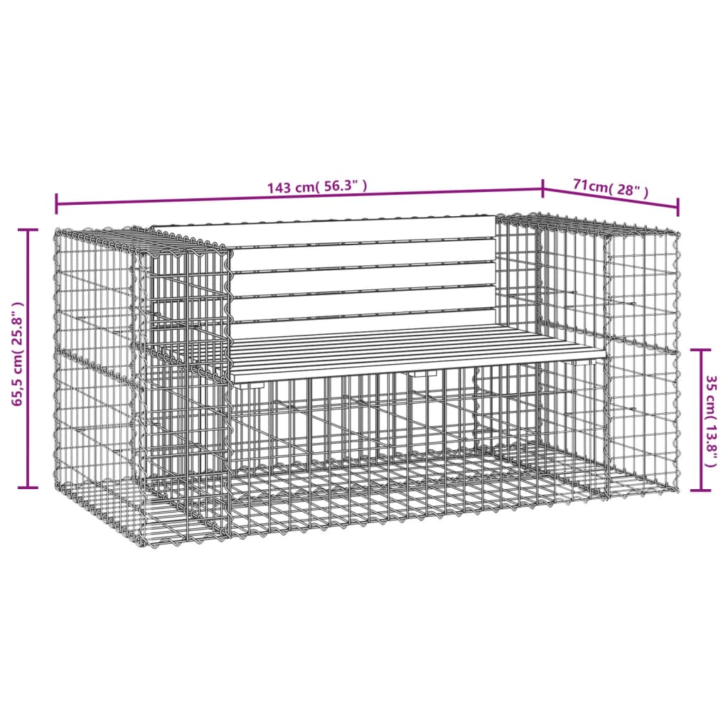 Tuinbank schanskorfontwerp 103x70x65 cm geïmpregneerd hout