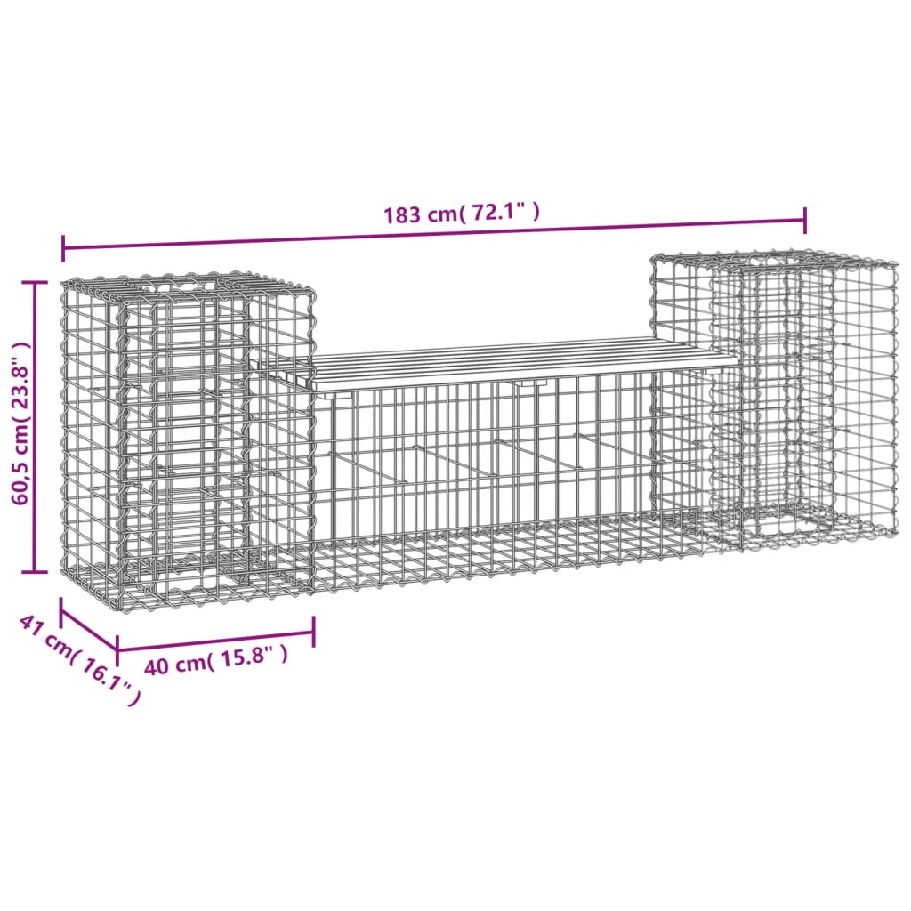 Tuinbank schanskorfontwerp 183x41x60,5 cm geïmpregneerd hout