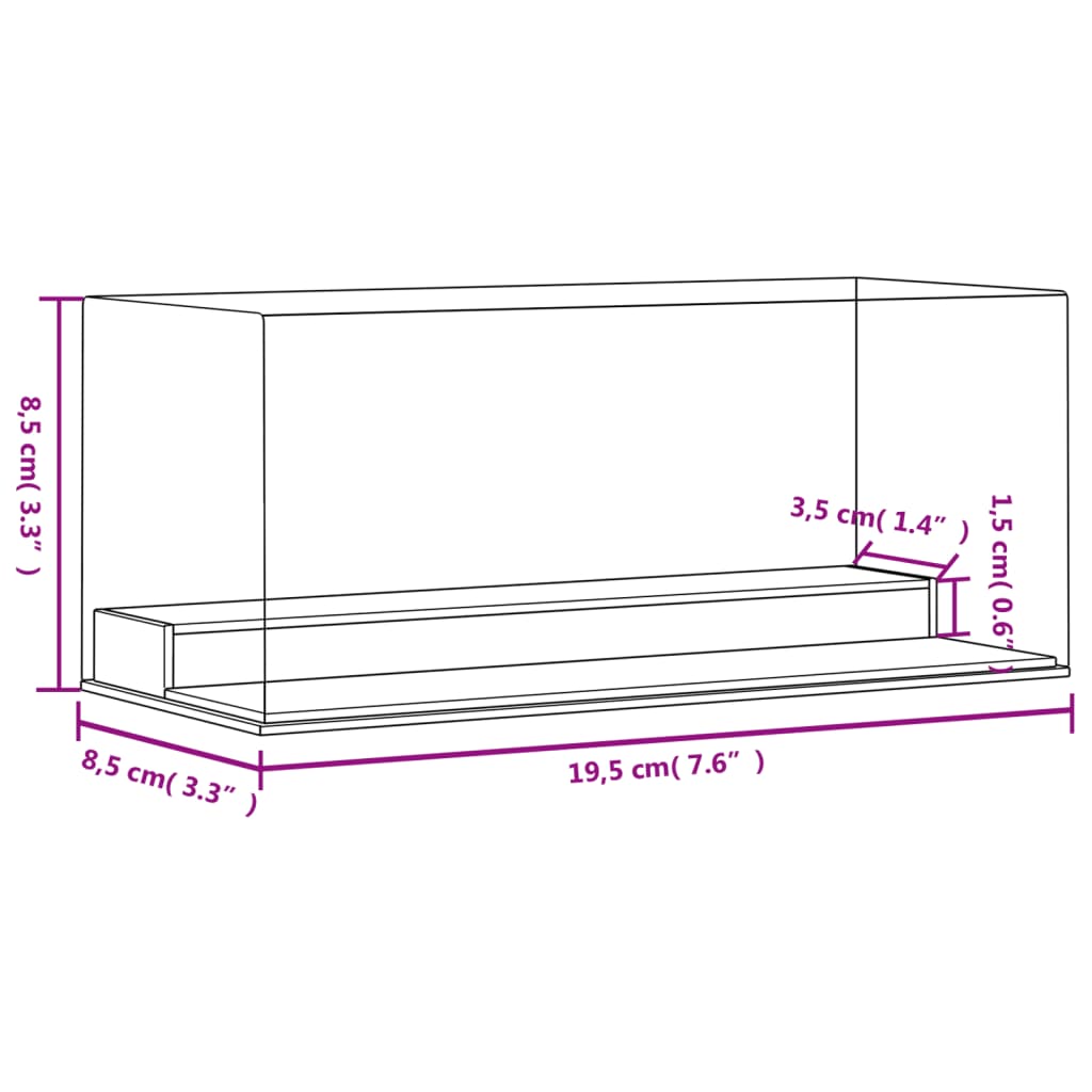 Vitrine transparant 19,5x8,5x8,5 cm acryl