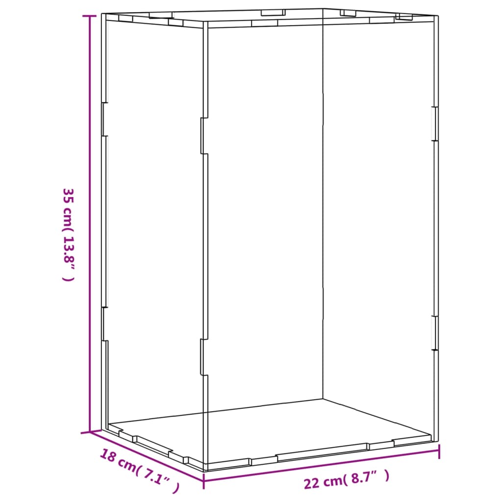 Vitrine transparant 14x14x22 cm acryl