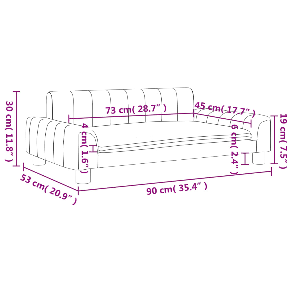 Kinderbank 70x45x30 cm fluweel