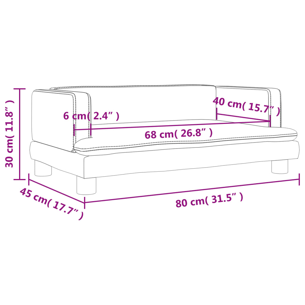 Kinderbank 80x45x30 cm fluweel