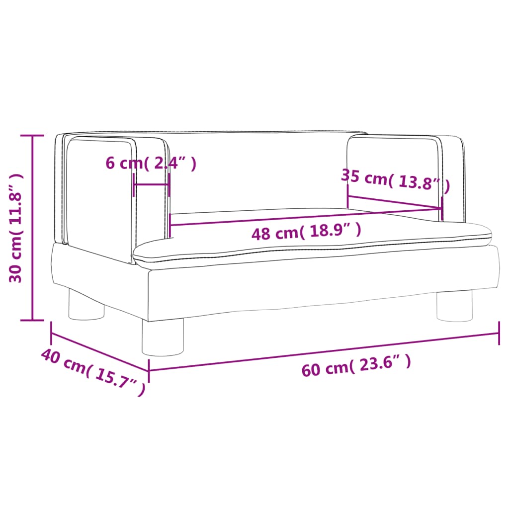 Kinderbank 80x45x30 cm fluweel