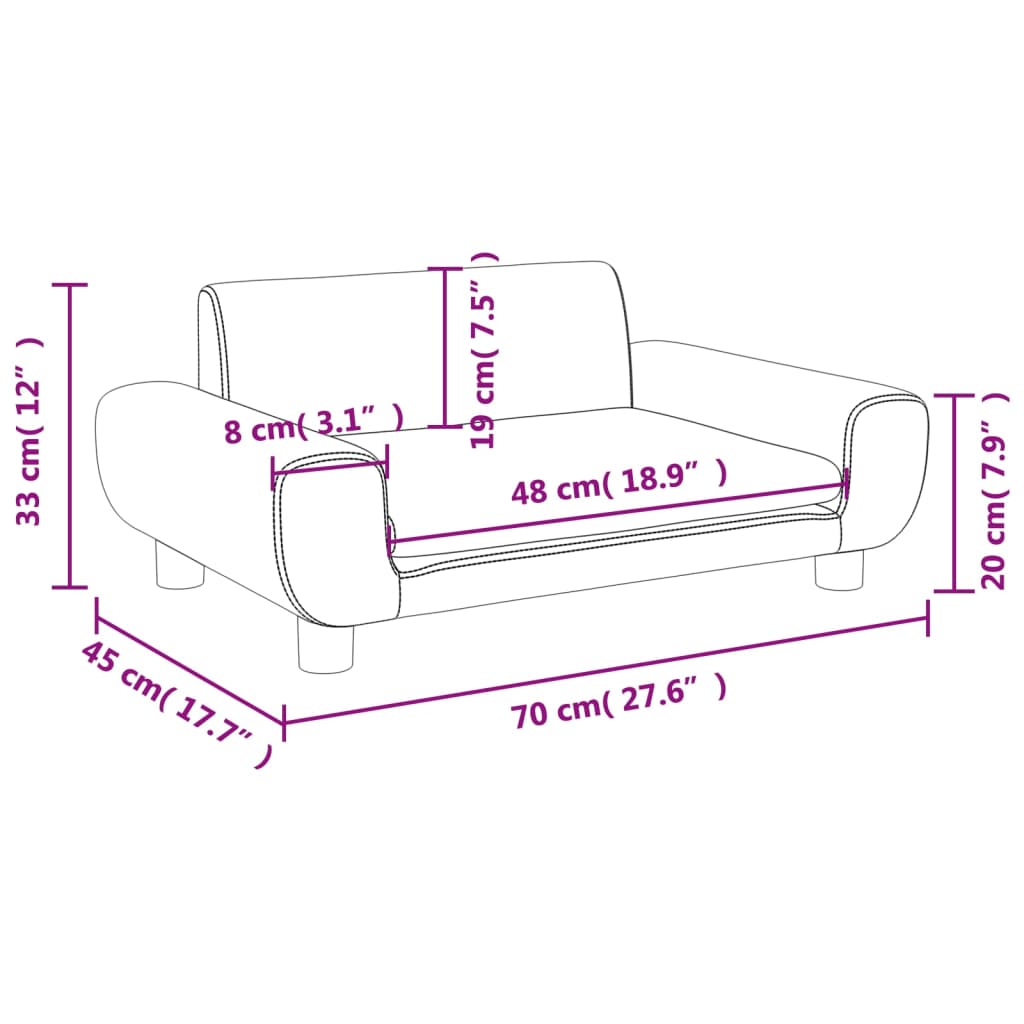 Kinderbank 70x45x33 cm fluweel