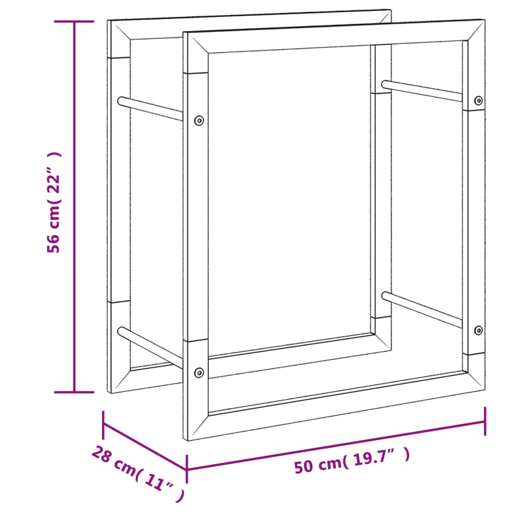 Haardhoutrek 110x28x214 cm roestvrij staal