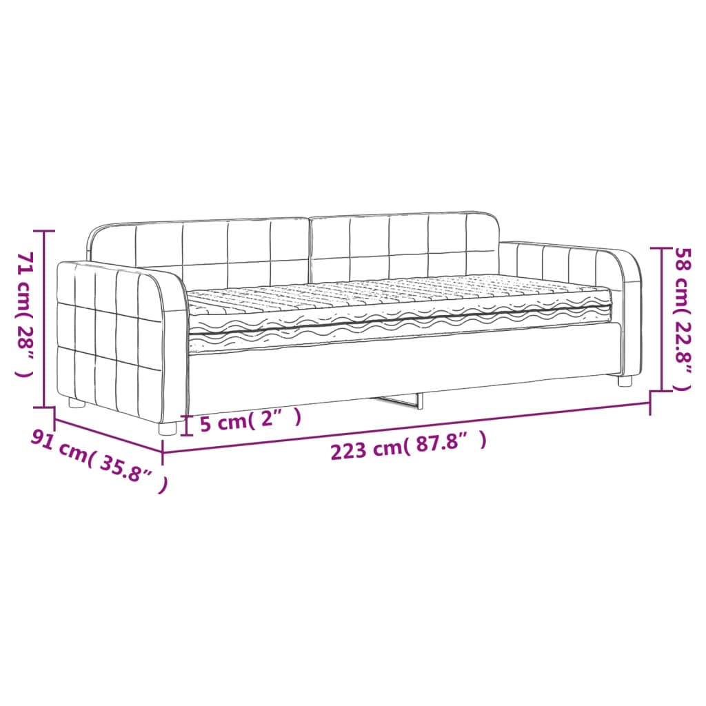 Slaapbank met onderschuifbed en lades 80x200 cm fluweel