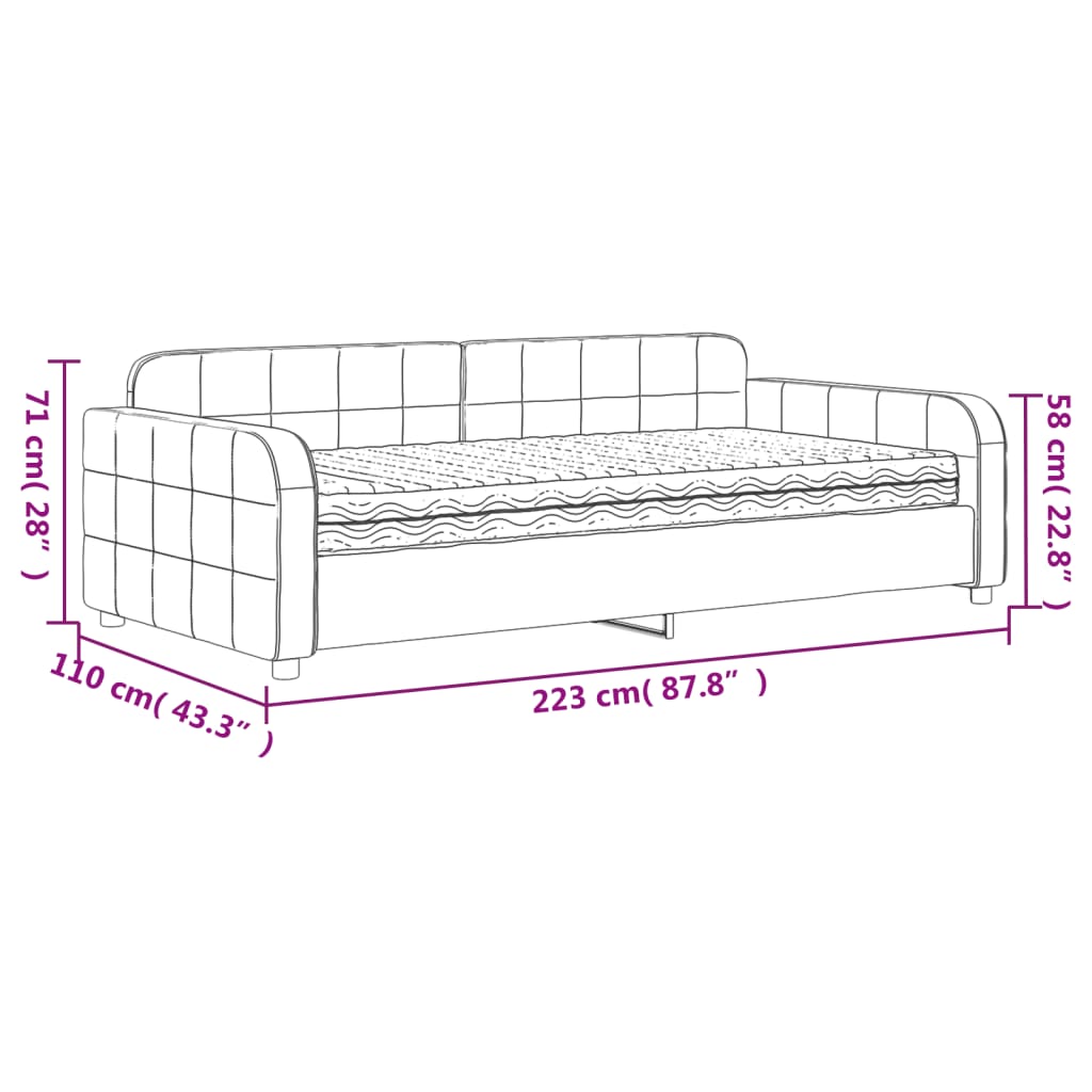 Slaapbank met onderschuifbed en lades 80x200 cm fluweel