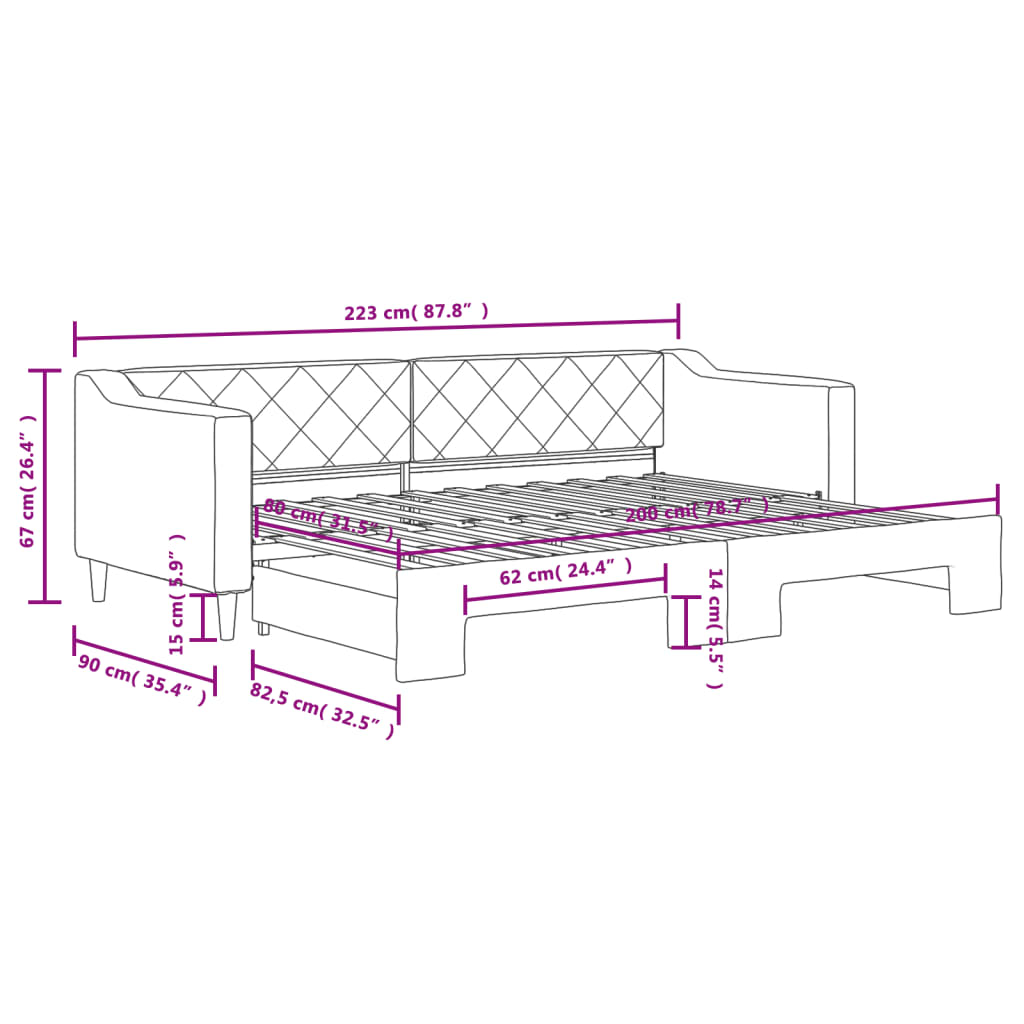 Slaapbank met matras 80x200 cm stof