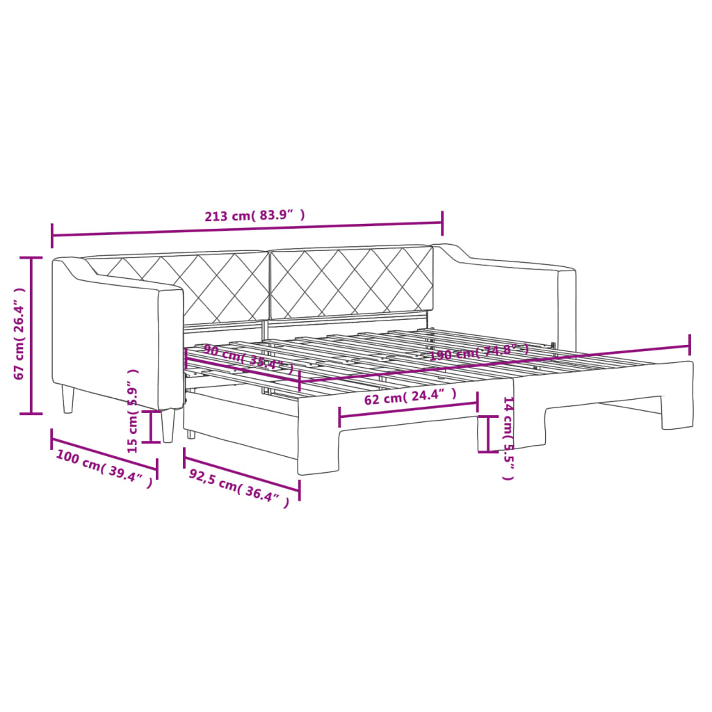 Slaapbank met matras 80x200 cm stof