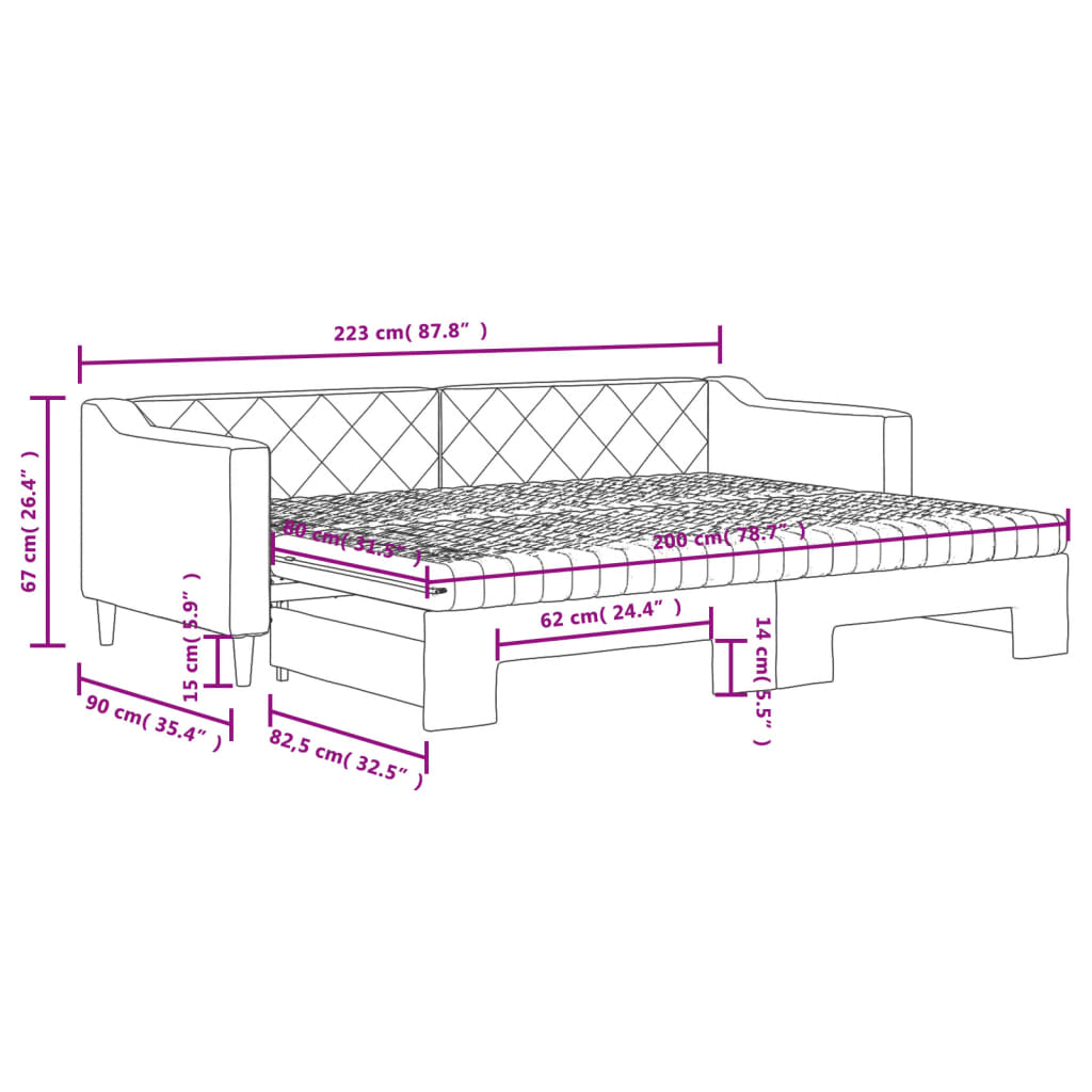 Slaapbank met matras 80x200 cm stof