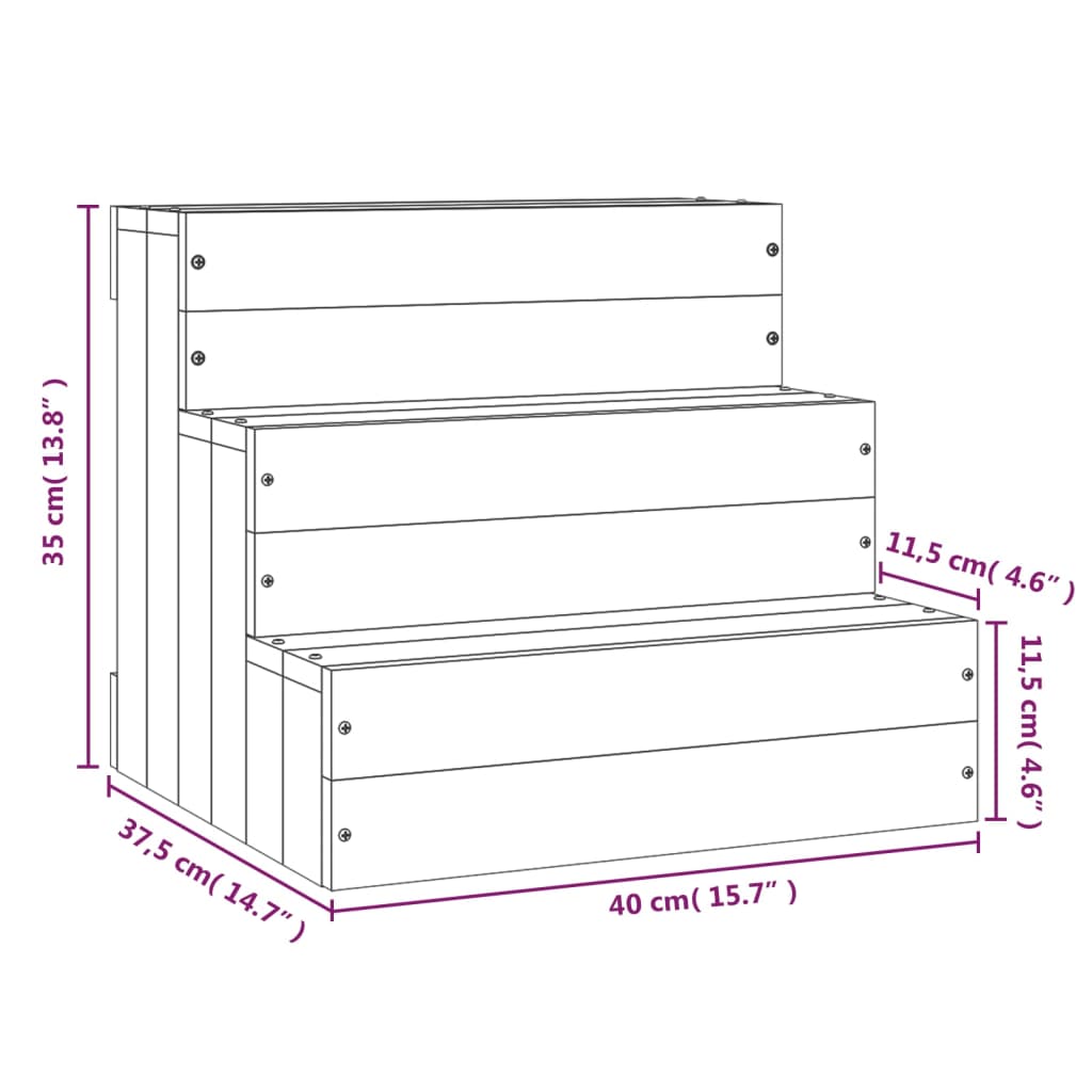 Huisdierentrap 40x37,5x35 cm massief grenenhout