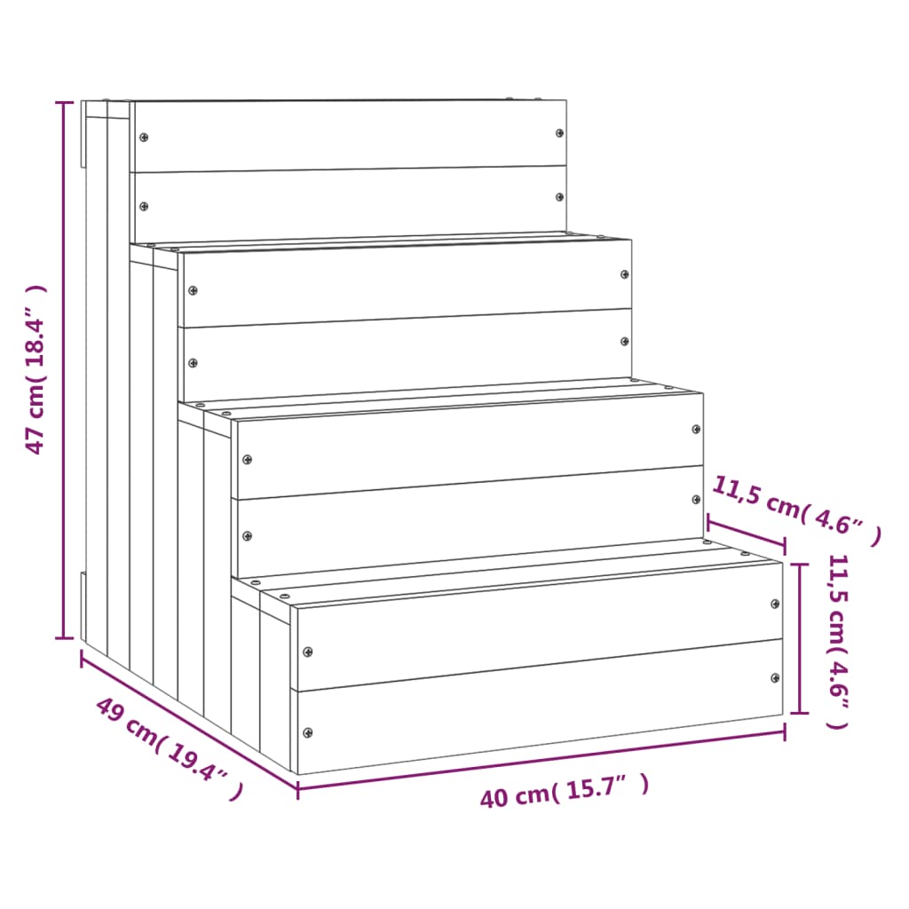 Huisdierentrap 40x37,5x35 cm massief grenenhout