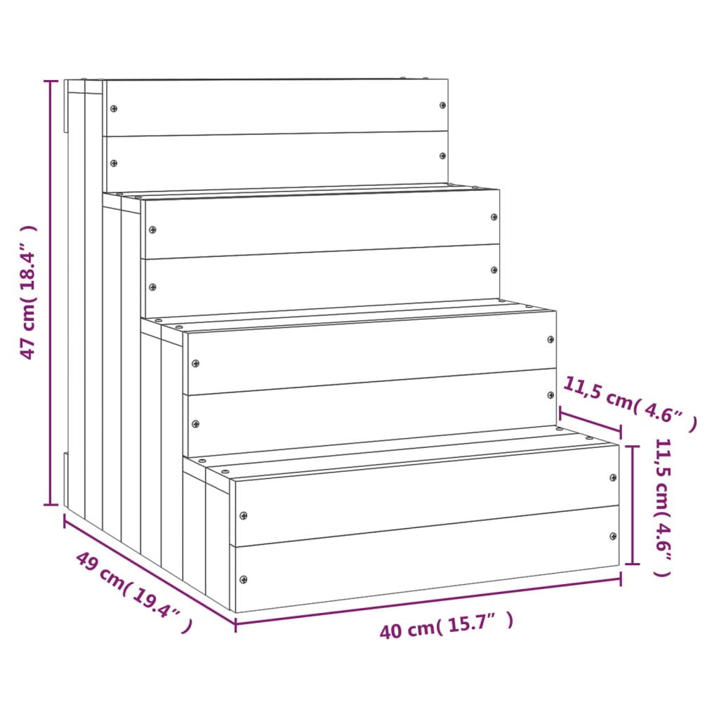 Huisdierentrap 40x49x47 cm massief grenenhout