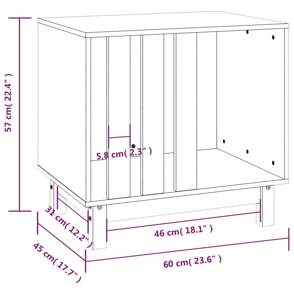 Hondenhok 60x45x57 cm massief grenenhout