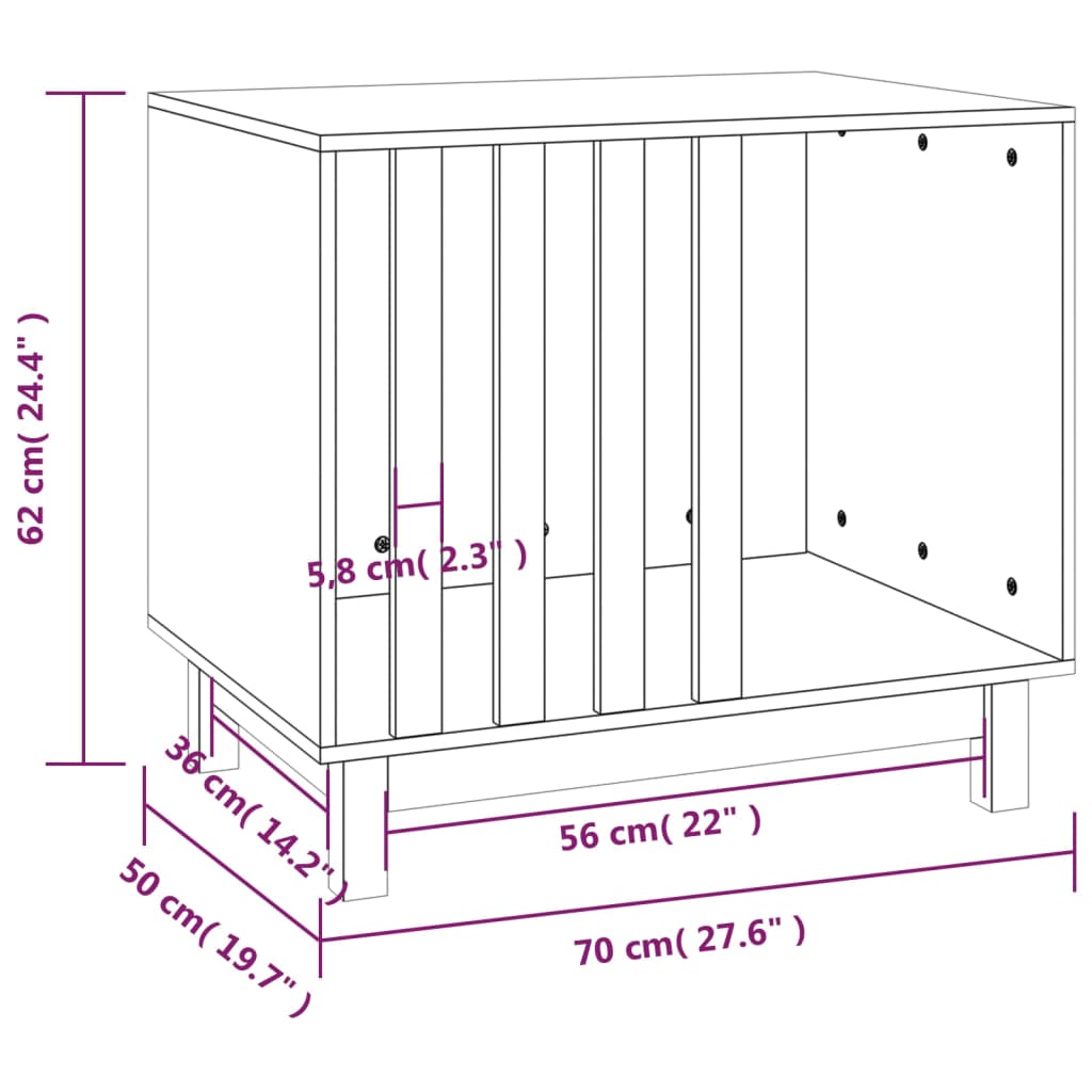 Hondenhok 60x45x57 cm massief grenenhout