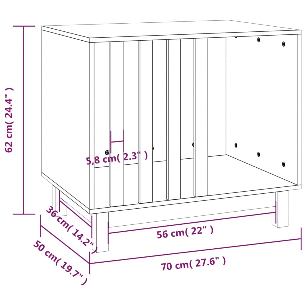 Hondenhok 60x45x57 cm massief grenenhout