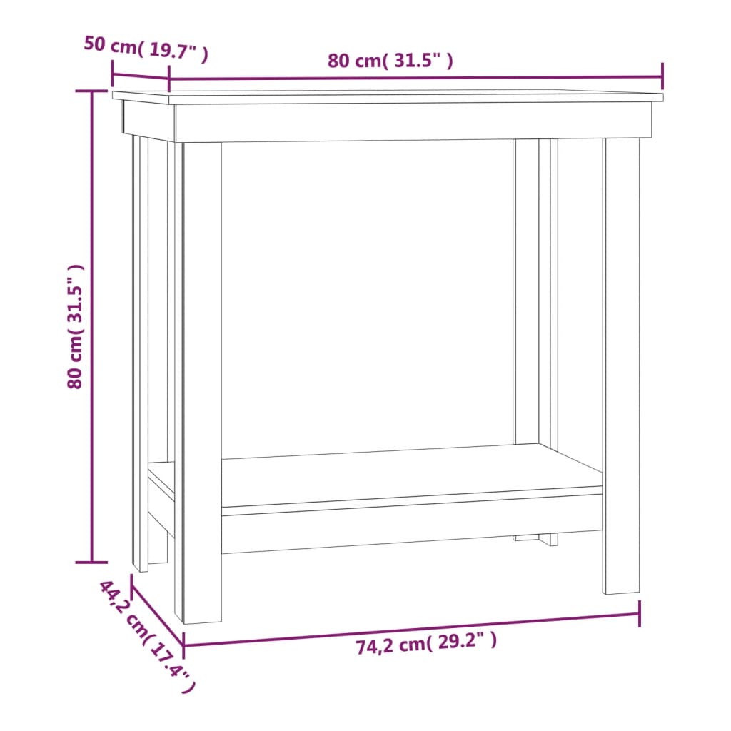 Werkbank 180x50x80 cm massief grenenhout