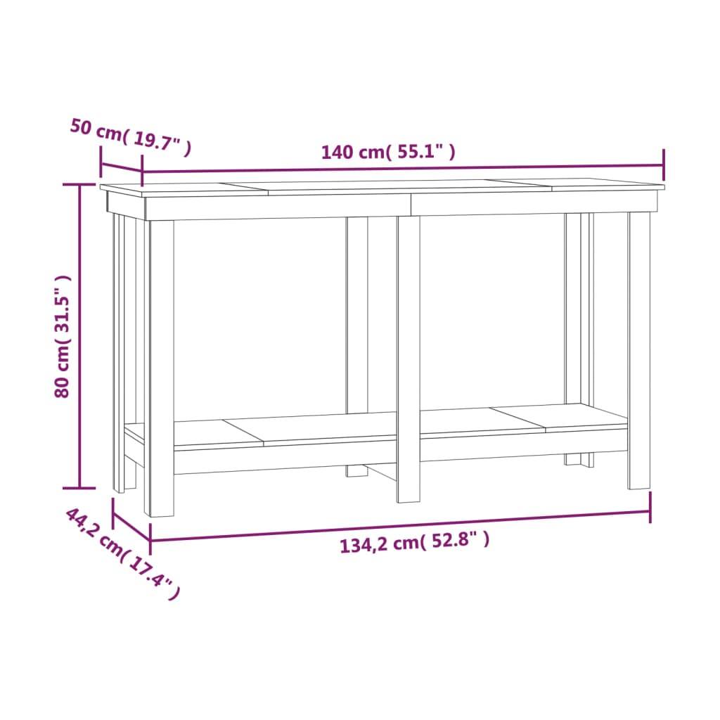 Werkbank 180x50x80 cm massief grenenhout