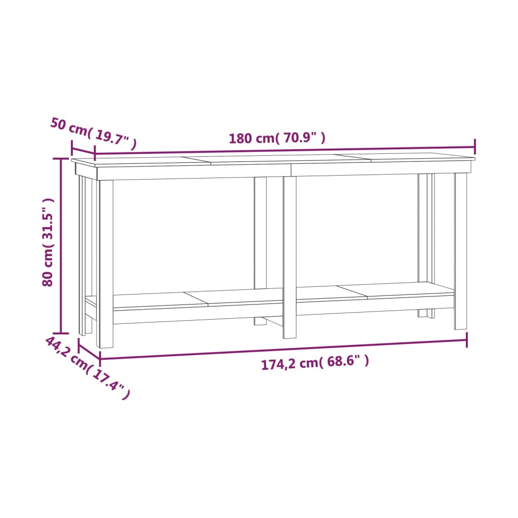 Werkbank 180x50x80 cm massief grenenhout