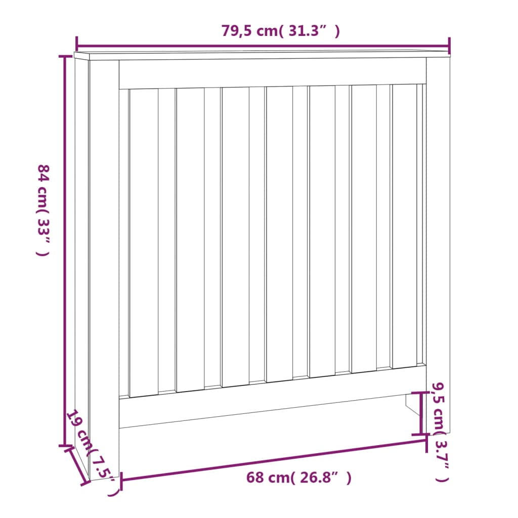 Radiatorombouw 153x19x84 cm massief grenenhout