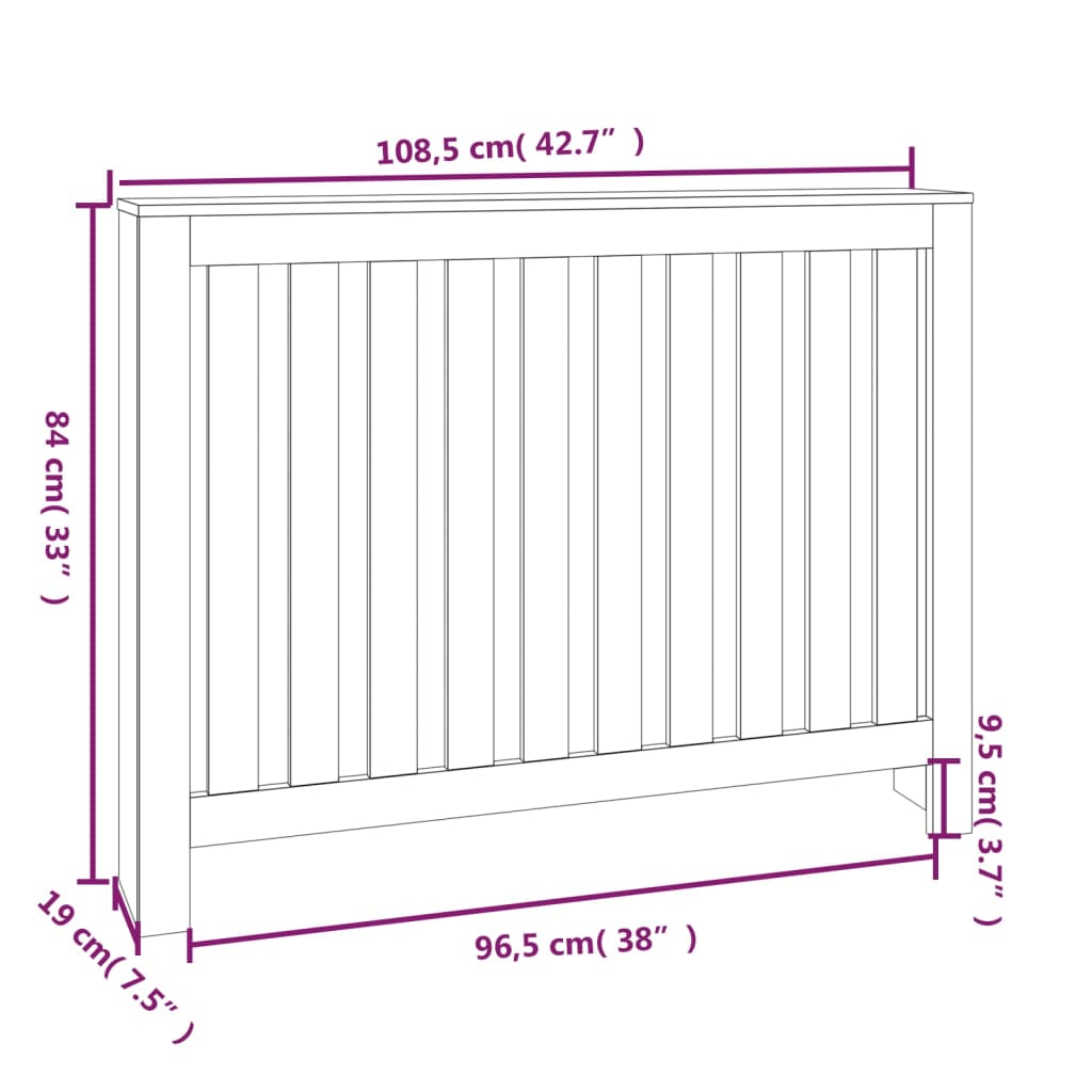 Radiatorombouw 169x19x84 cm massief grenenhout