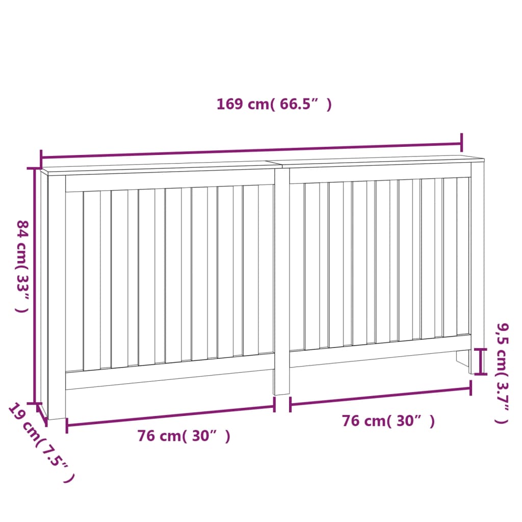 Radiatorombouw 153x19x84 cm massief grenenhout