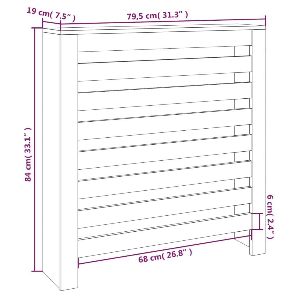 Radiatorombouw 169x19x84 cm massief grenenhout