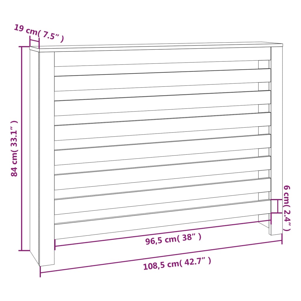 Radiatorombouw 169x19x84 cm massief grenenhout