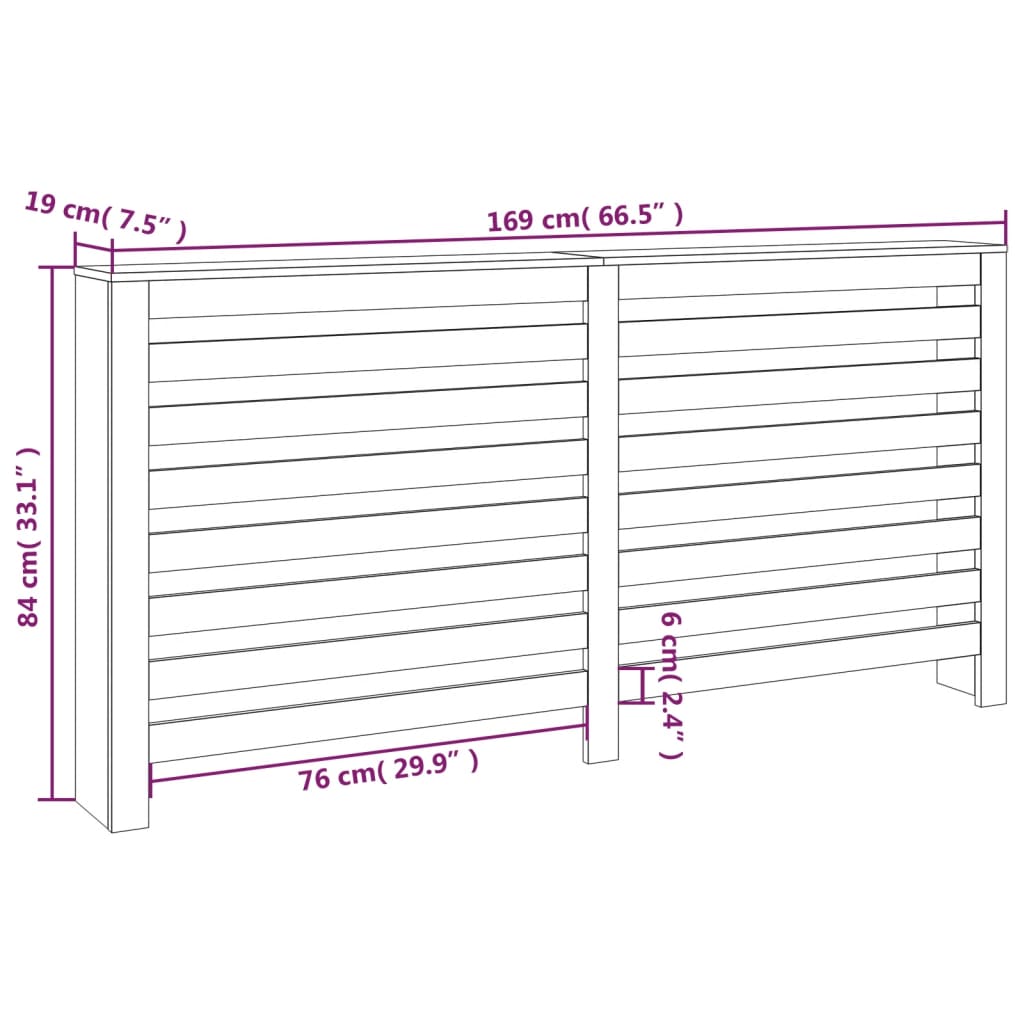 Radiatorombouw 169x19x84 cm massief grenenhout