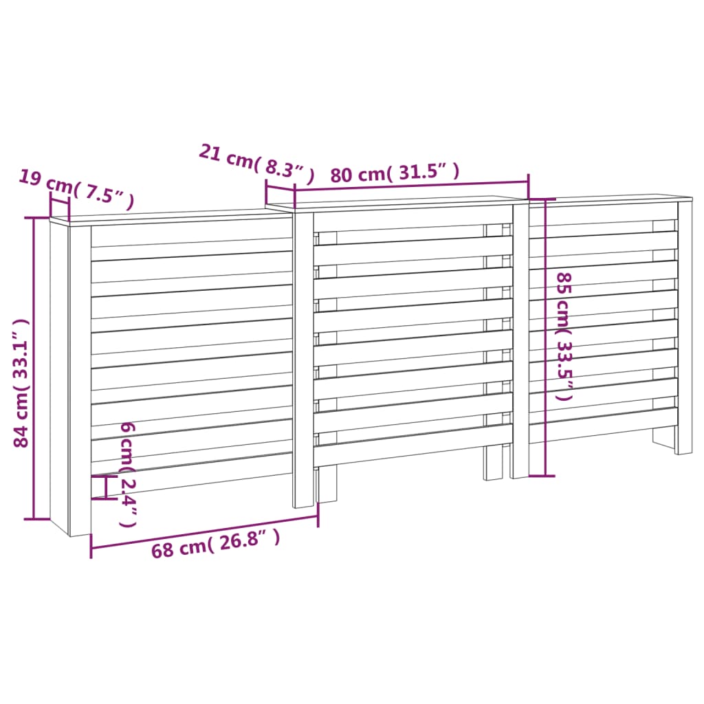 Radiatorombouw 79,5x19x84 cm massief grenenhout