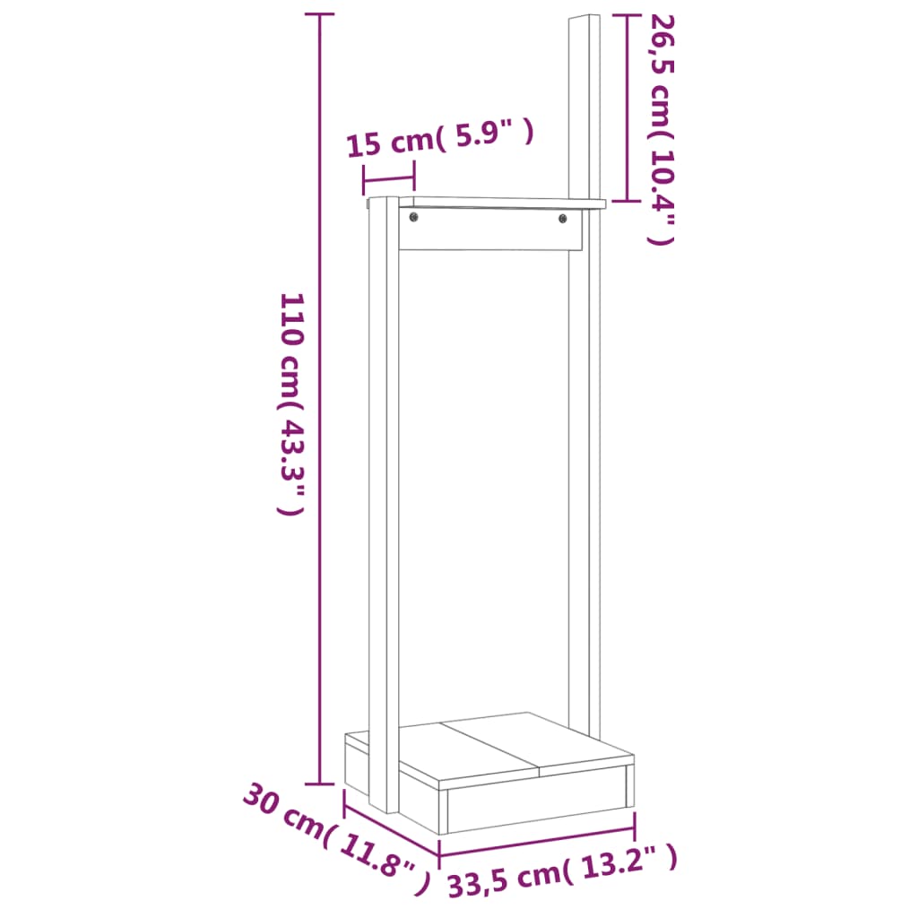 Houtblokhouder 33,5x30x110 cm massief grenenhout