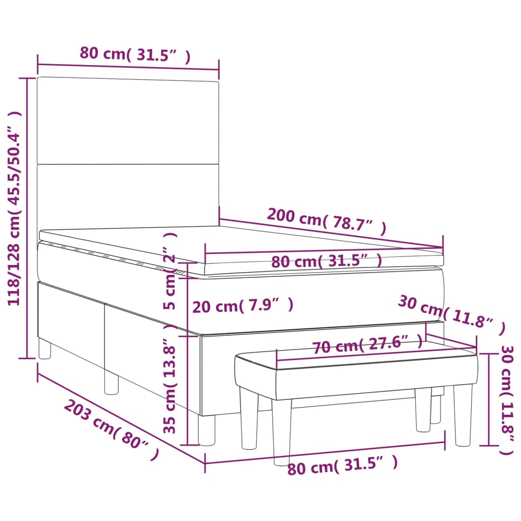 Boxspring met matras kunstleer 90x190 cm