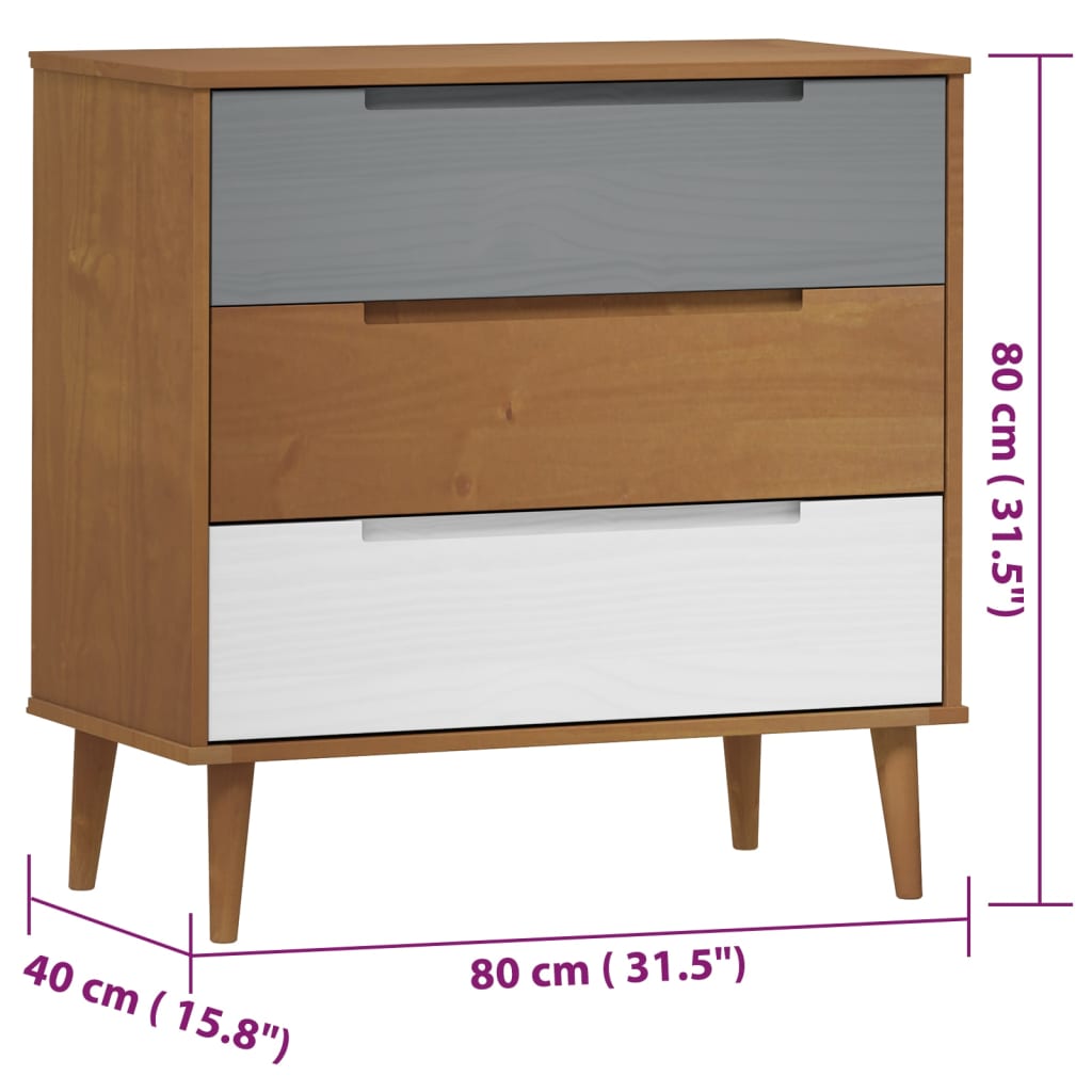 Ladekast MOLDE 80x40x80 cm massief grenenhout