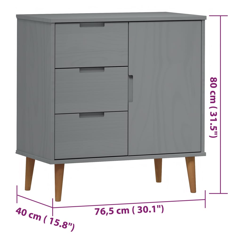 Dressoir MOLDE 76,5x40x80 cm massief grenenhout