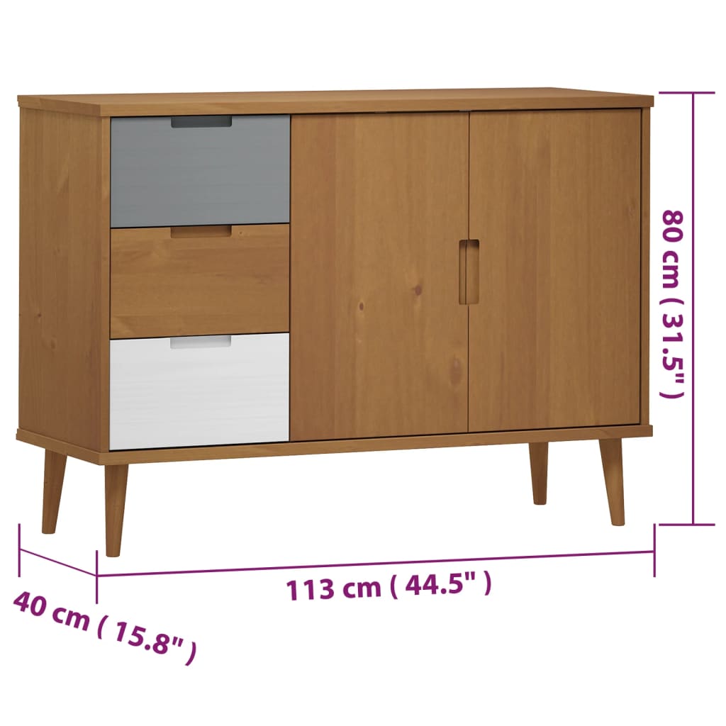 Dressoir MOLDE 113x40x80 cm massief grenenhout