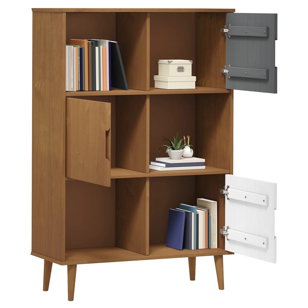 Boekenkast MOLDE 90x35x133,5 cm massief grenenhout