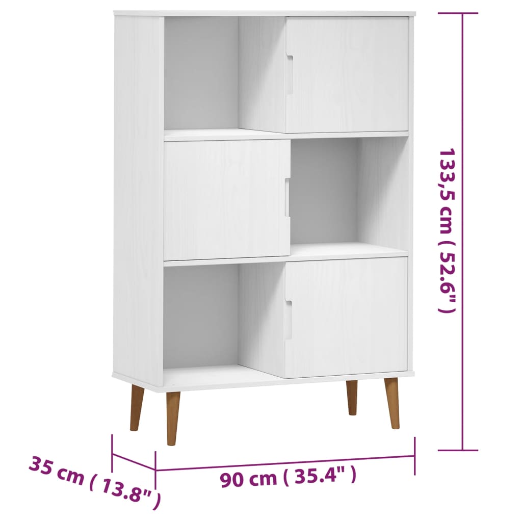 Boekenkast MOLDE 90x35x133,5 cm massief grenenhout