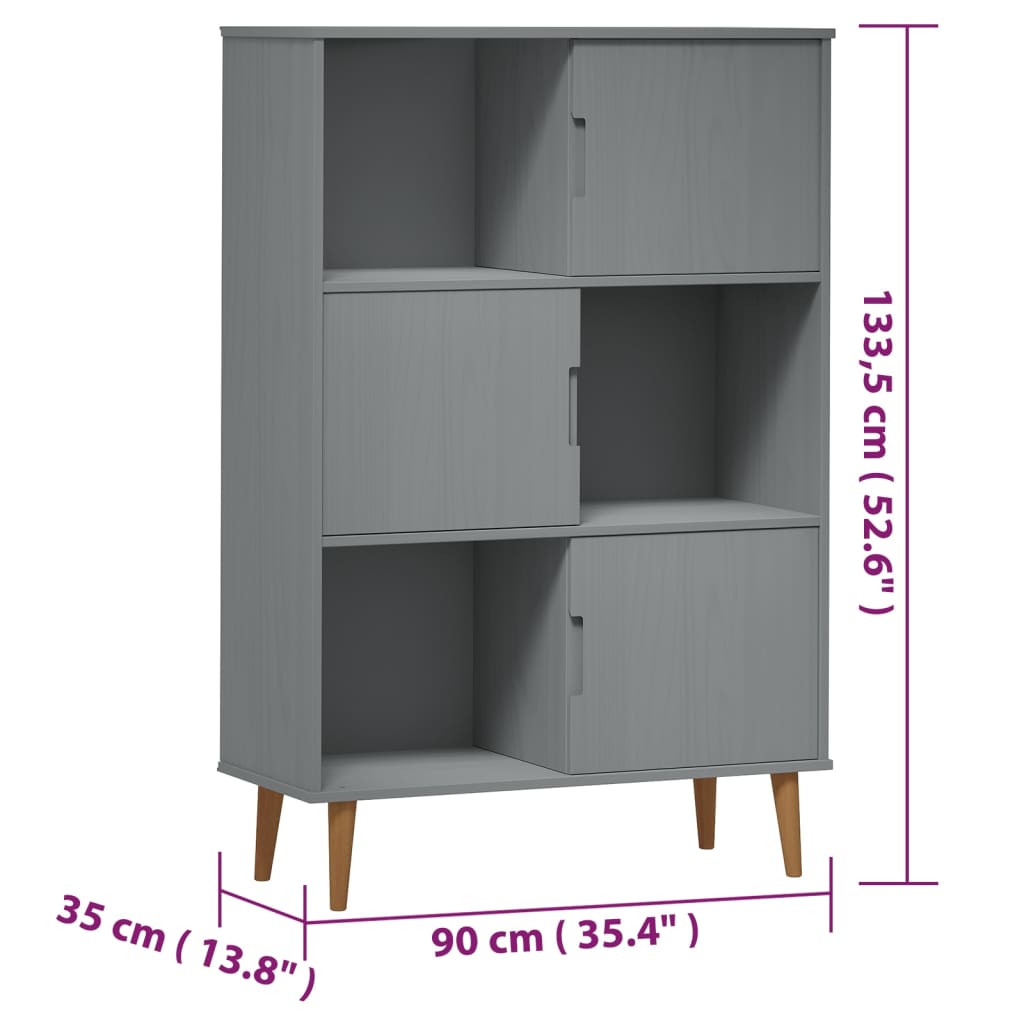 Boekenkast MOLDE 90x35x133,5 cm massief grenenhout