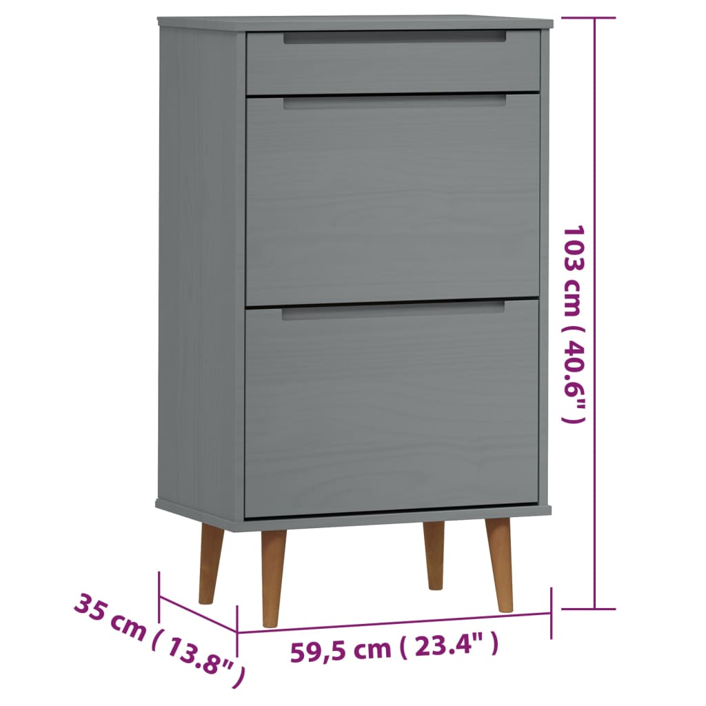 Schoenenkast MOLDE 59,5x35x103 cm massief grenenhout