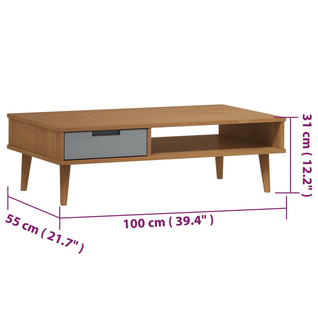 Salontafel MOLDE 100x55x31 cm massief grenenhout