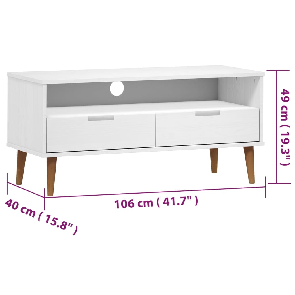 Tv-meubel MOLDE 106x40x49 cm massief grenenhout