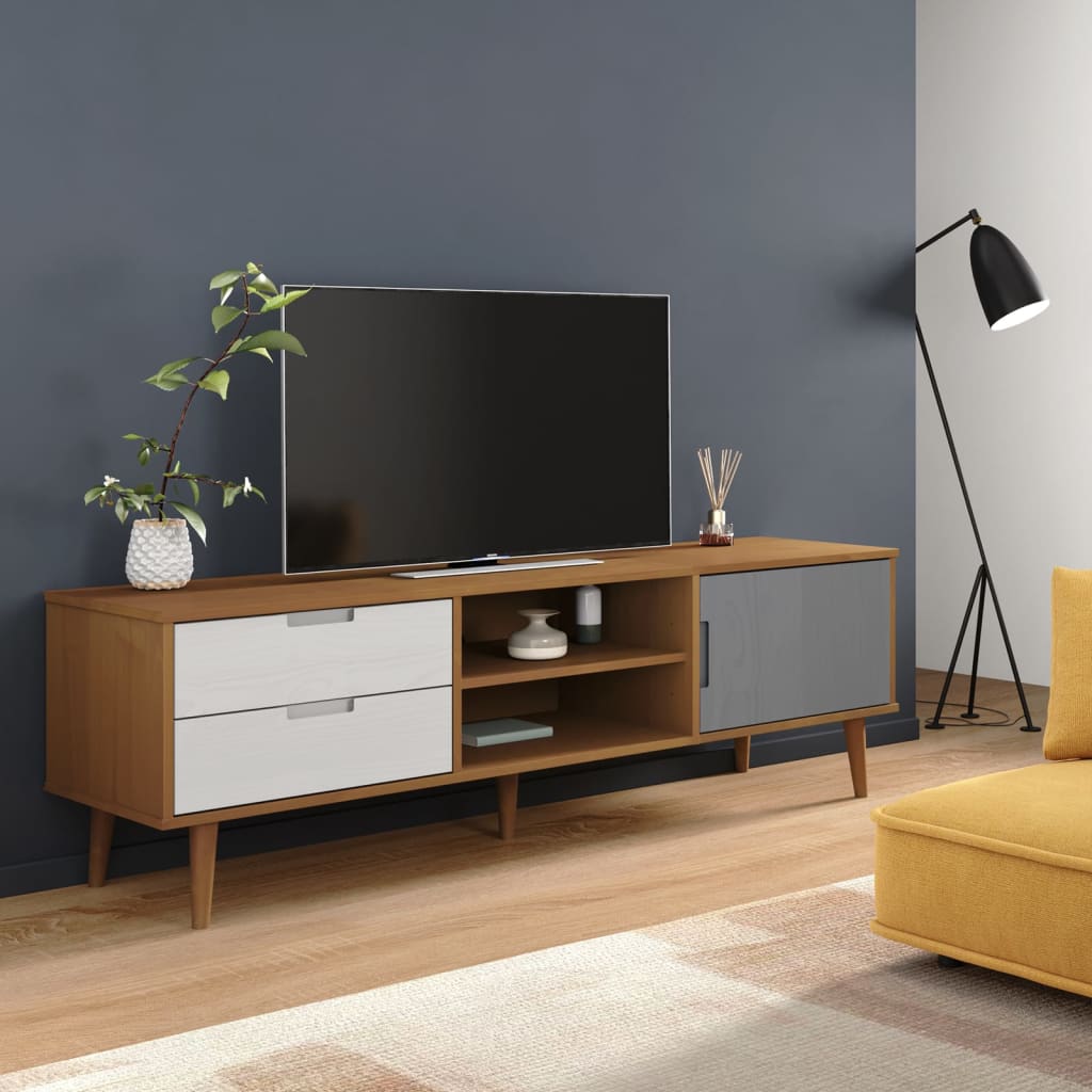 Tv-meubel MOLDE 158x40x49 cm massief grenenhout