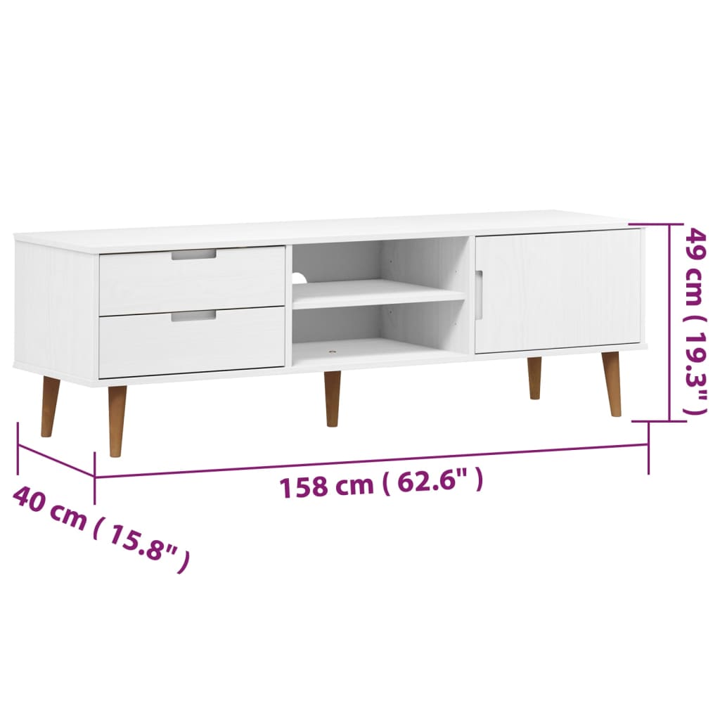 Tv-meubel MOLDE 158x40x49 cm massief grenenhout