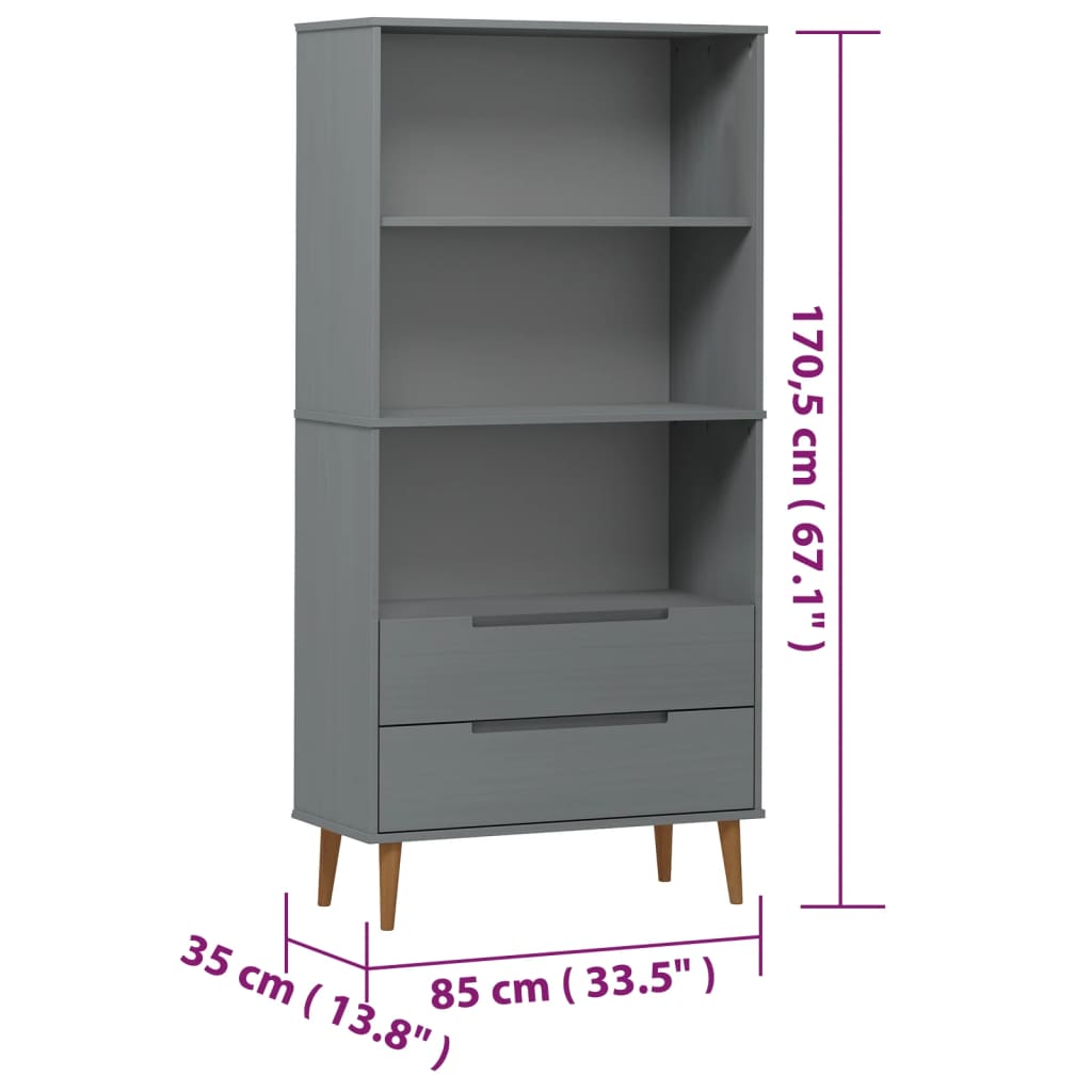 Boekenkast MOLDE 85x35x170,5 cm massief grenenhout