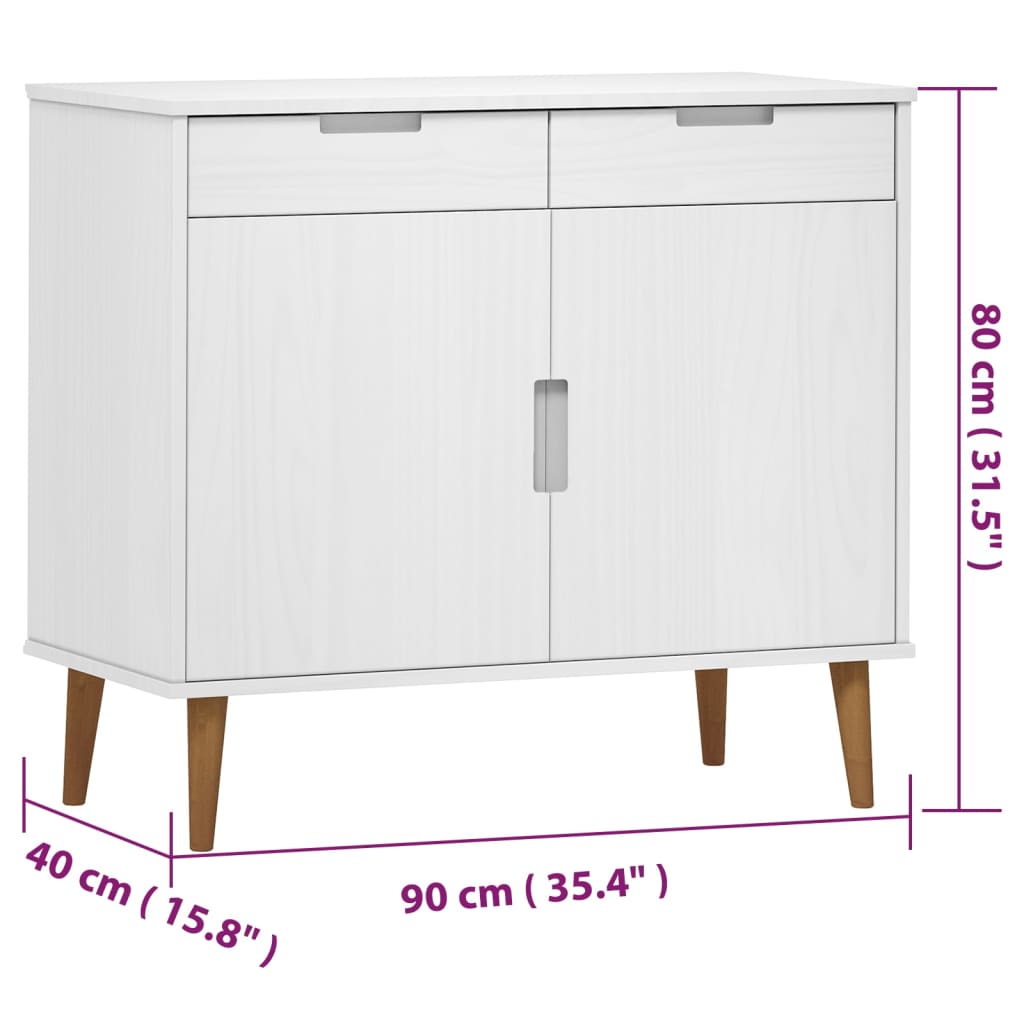 Dressoir MOLDE 90x40x80 cm massief grenenhout