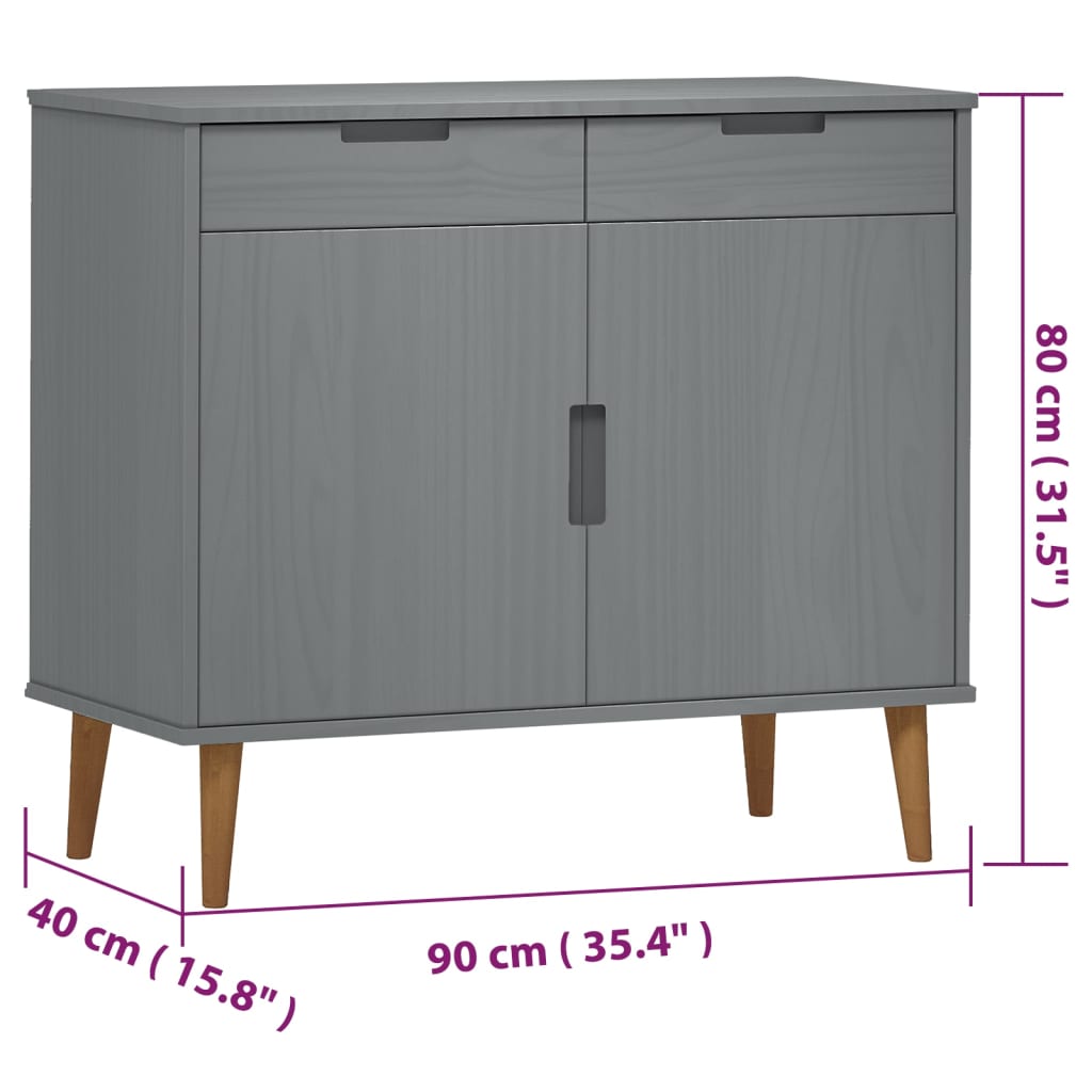 Dressoir MOLDE 90x40x80 cm massief grenenhout