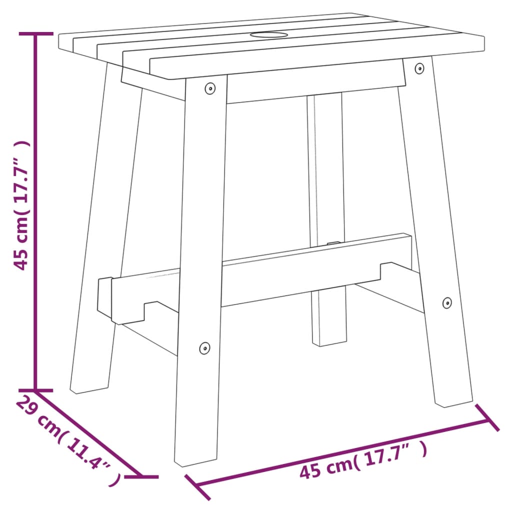 Kruk 45x29x45 cm rechthoekig massief acaciahout